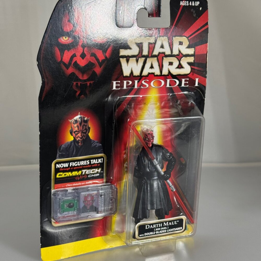 1998 Hasbro Star Wars Darth Maul Dbl Bladed Lightsaber CommTech Action Figure - Picture 4 of 9